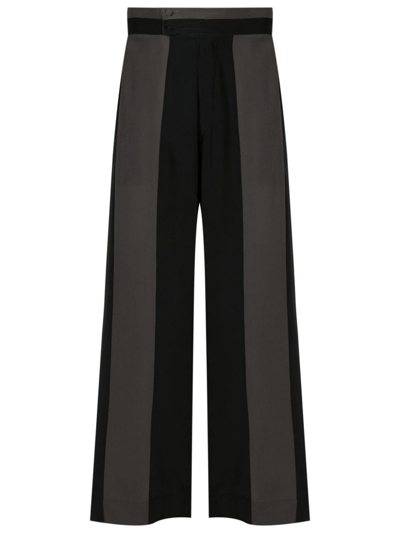 Handred Striped Wide-leg Trousers In Black
