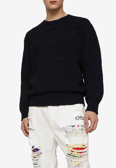 Dolce & Gabbana Dg Logo Knitted Jumper In Blue