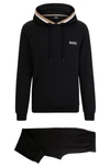 Hugo Boss Cotton Loungewear Set With Signature Stripes And Logos In Black