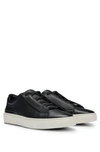 Hugo Boss Grained-leather Trainers With Contrasting Details In Black