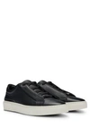 Hugo Boss Gary Grained-leather Trainers With Logo Lace Loop In Black
