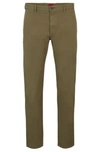 Hugo Slim-fit Trousers In Stretch-cotton Gabardine In Light Green