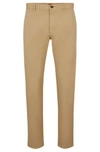 Hugo Boss Slim-fit Trousers In Stretch-cotton Gabardine In Beige