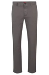 Hugo Slim-fit Trousers In Stretch-cotton Gabardine In Dark Grey