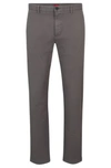 Hugo Boss Slim-fit Trousers In Stretch-cotton Gabardine In Dark Grey