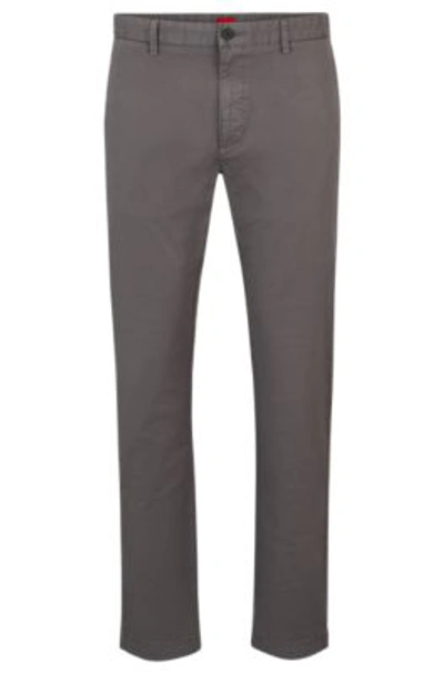 Hugo Boss Slim-fit Trousers In Stretch-cotton Gabardine In Grey
