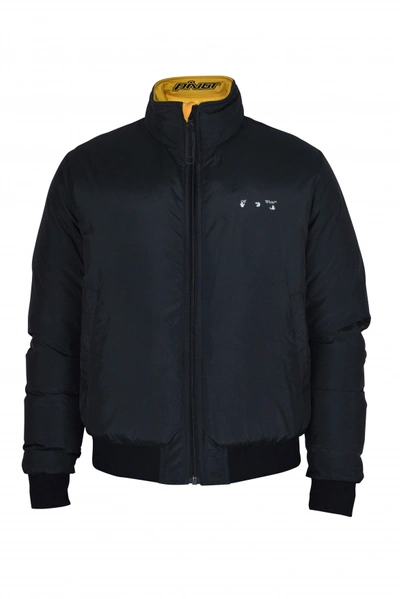 Off-white Reversible Puffer Jacket With Contrasting Design Elements In Black