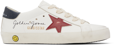 Golden Goose Kids White Super Star Sneakers In White/red/dark Blue