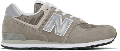 New Balance Kids Taupe 574 Core Big Kids Sneakers In Grey/white