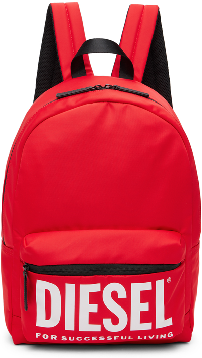 Diesel Kids' Logo-print Zip-fastening Backpack In Red