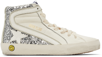 Golden Goose Kids White & Silver Slide Sneakers In White/silver/ice 102
