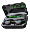 Vysn Flux 7 Black Earbuds With Wireless Charging Case And Power Bank In Black