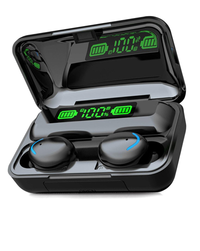 Vysn Flux 7 Black Earbuds With Wireless Charging Case And Power Bank