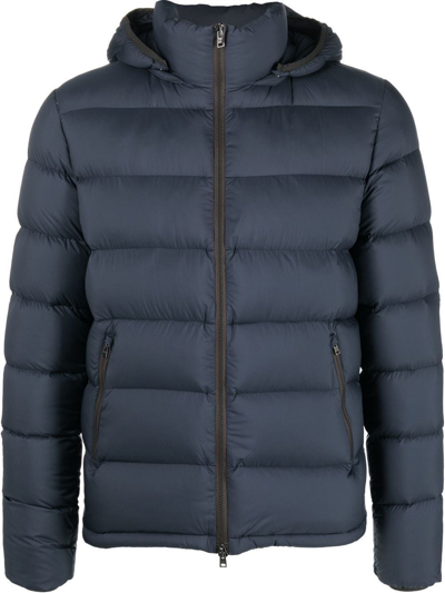 Herno Hooded Down Jacket In Blue