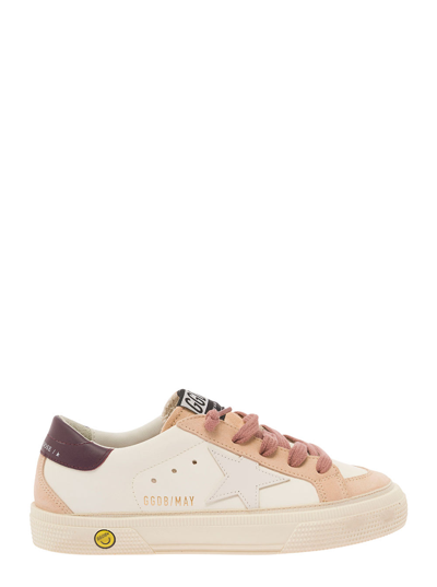 Golden Goose Kids' May Suede-trimmed Leather Sneakers In Multicoloured