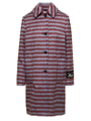 Marni Brushed Striped Single-breasted Coat In Bordeaux