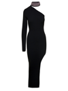 Giuseppe Di Morabito Merino Wool Long Dress Embellished Neck In Black