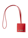 JACQUEMUS LE PORTE CLE BAGAGE RED KEY-CHAIN WITH LOGO LETTERING IN SMOOTH LEATHER MAN