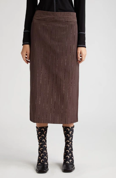 Marine Serre Regenerated Moire Tube Skirt In Brown