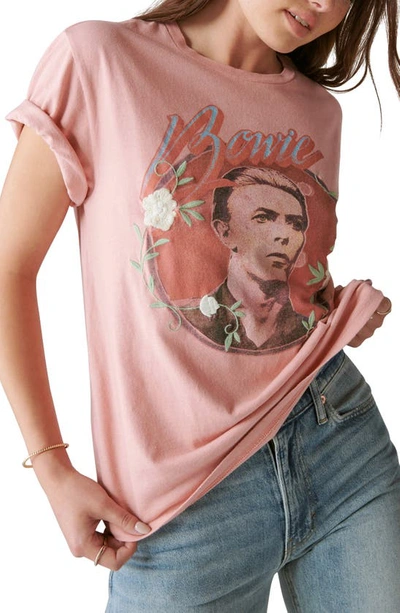 Lucky Brand Bowie Floral Embroidery Cotton Graphic T-shirt In Rosette