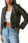 LUCKY BRAND DISTRESSED CROP LEATHER MOTO JACKET