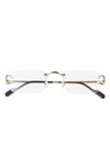 Cartier 56mm Rimless Rectangular Reading Glasses In Gold