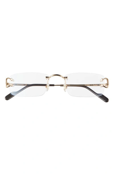 Cartier 56mm Rimless Rectangular Reading Glasses In Gold