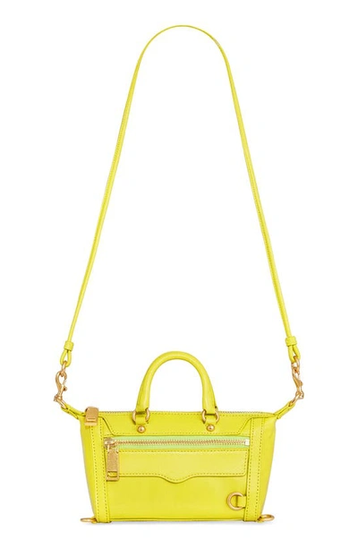 Rebecca Minkoff Micro Mini M.a.b. Leather Crossbody Bag In Citron