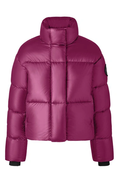Canada Goose Cypress 750 Fill Power Down Recycled Nylon Packable Crop Puffer Jacket In Pink