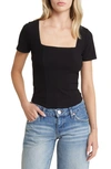 Bp. Corset Knit Top In Black Jet