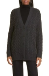 Vince Twisted Cable Oversized Cardigan In Charcoal In Pink