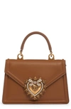 Dolce & Gabbana Mini Devotion Leather Top Handle Bag In Brown