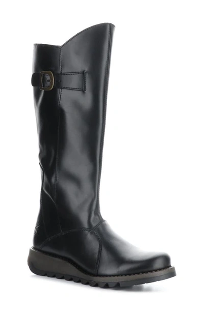 Fly London Mol Wedge Boot In 005 Black