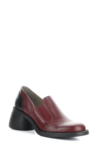Fly London Huch Loafer In Wine/ Black