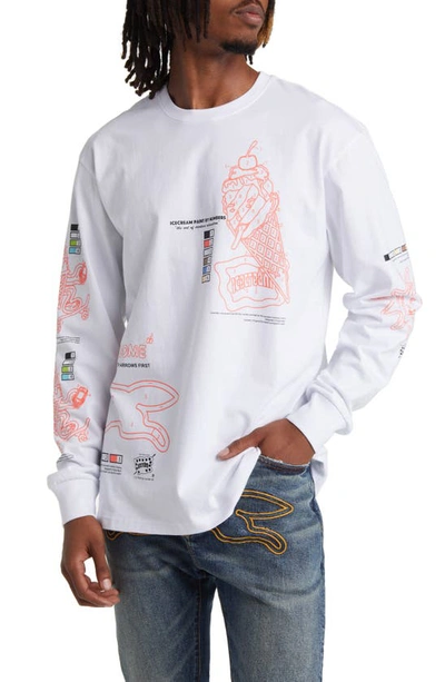 Icecream Follow The Numbers Long Sleeve Graphic T-shirt In White