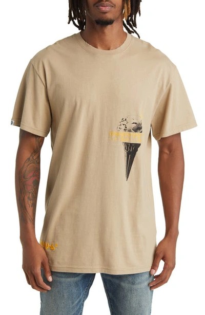 Icecream Let's Have Some Oversize Embroidered Graphic T-shirt In Chinchilla