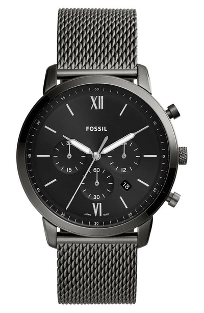 Fossil Neutra Mesh Strap Chronograph Watch, 44mm In Smoke