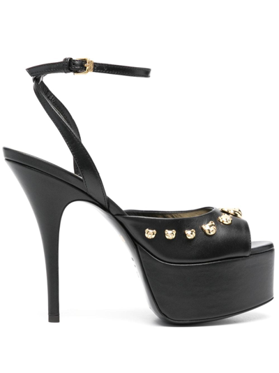 Moschino Teddy Bear Motif Platform Sandals In Black