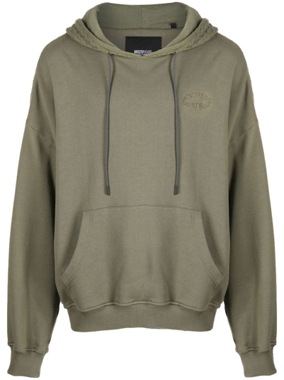 Mostly Heard Rarely Seen Logo-embroidered Panelled Cotton Hoodie In Green
