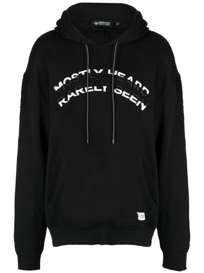 Mostly Heard Rarely Seen Logo-embossed Cotton Hoodie In Black