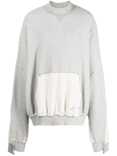 Mostly Heard Rarely Seen Exposed-seam Brushed Cotton Sweatshirt In Grey