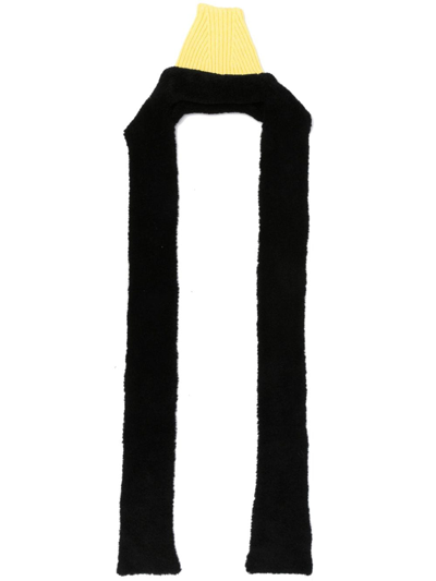Cormio 2-in-1 Knit Cap With Fleece Scarf In Black