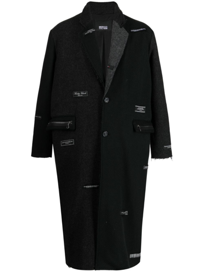 Mostly Heard Rarely Seen Logo-patches Felted Trench Coat In Black