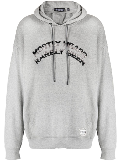 Mostly Heard Rarely Seen Logo-embroidered Hybrid Cotton Hoodie In Grey