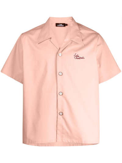 Late Checkout Logo-embroidered Cotton Shirt In Pink
