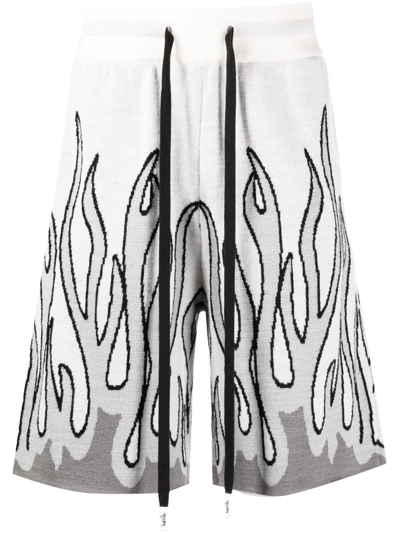 Haculla Un In Flames Intarsia-knit Shorts In White