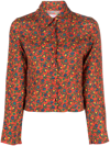 Erl Womens Printed Crepe Blouse Woven Clothing In Orange
