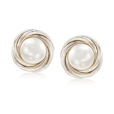 Ross-simons 8mm Cultured Pearl Clip-on Earrings In Sterling Silver