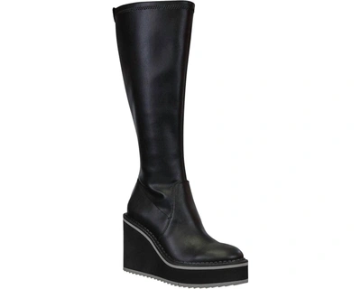 Naked Feet Apex Wedge Knee High Boots In Black