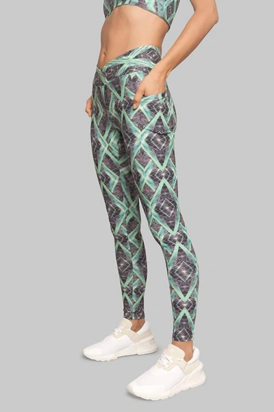 Wolven Jungle Helix Crossover Pocket Legging In Multi